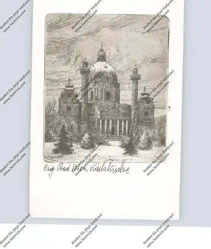 A 1000 WIEN, Karlskirche, Original Radierung
