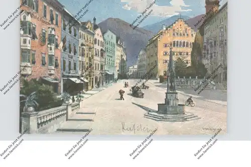 A 6330 KUFSTEIN, Unterer Stadtplatz und Rathaus, Künstler-Karte Scheiring, 1925