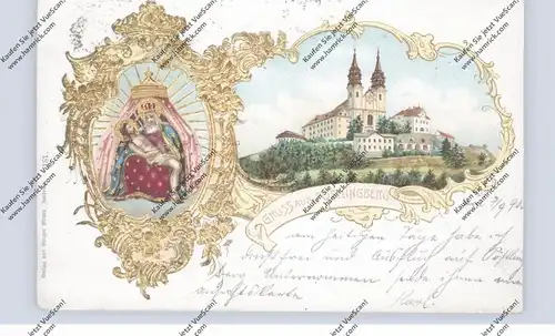 A 4000 LINZ - PÖSTLINGBERG, Lithographie, Wallfahrtskirche, Gnadenbild, Präge-Karte