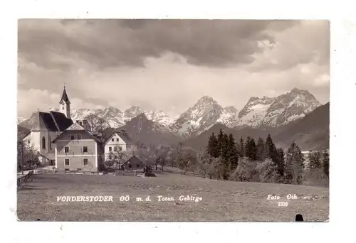 A 4574 VORDERSTODER, Dorfansicht mit Kirche, 1958, Bahnpost / Ambulant / TPO