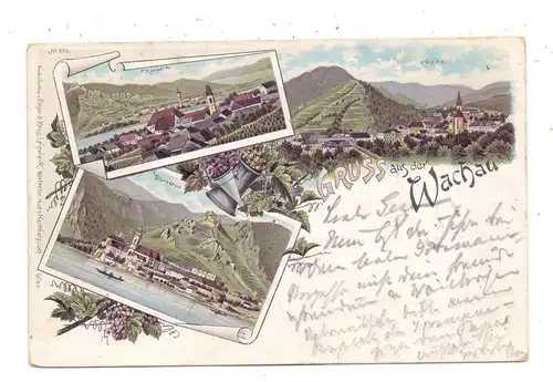 A 3601 DÜRNSTEIN, ROSSATZ, SPITZ, Lithographie 1897, Gruss aus der Wachau