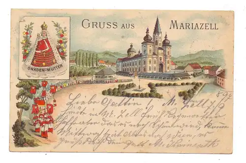 A 8630 MARIAZELL, Lithographie 1897, Wallfahrtskirche, Gnadenmutter