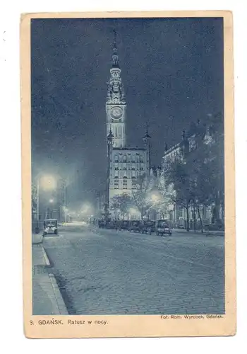 DANZIG - Langer Markt mit Rathaus bei Nacht