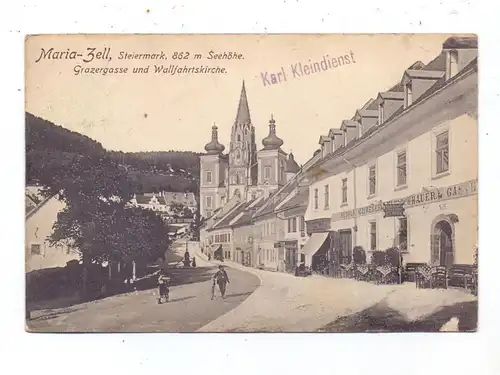 A 8630 MARIAZELL, Grazergasse, Gasthaus Fleischhauer, Rücks. beklebt