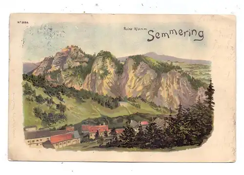 A 2680 SEMMERING, Künstler-Karte, Papier leicht wellig, Firmen-Lochung / Perfin