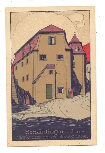 A 4780 SCHÄRDING, Motiv aus der Schlossgasse, kl. Druckstelle, Steindruck