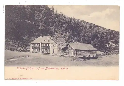 A 4824 GOSAU, Unterkunftshaus auf der Zwieselalpe, Michael Gamsjäger, ca. 1905