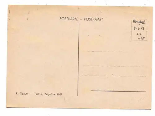 EESTI - TALLINN, Niguliste kirk, Künstler-Karte Nyman, 1943