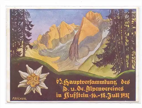 A 6330 KUFSTEIN, 63. Hauptversammlung des D. u. Oe. Alpenvereins 1937, Sonderstempel
