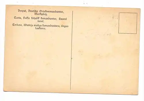 EESTI / ESTLAND, DORPAT / TARTU, Deutsche Ortskommandantur, Marktplatz, Künstler-Karte, 1.Weltkrieg