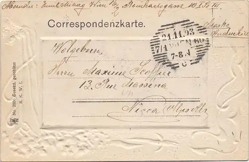 A 1000 WIEN, Franzensring mit Parlament, 1903, geprägt, Jugendstilornamente