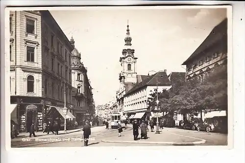 A 8000 GRAZ, Bismarckplatz, Herrengasse, Strassenbahn / Tram, 1929