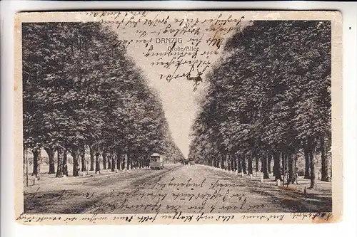 DANZIG, Grosse Allee, Strassenbahn - Tram, 1918, kl. Abschürfungen