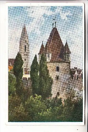 A 2700 WIENER NEUSTADT, Reckturm, Künstler-Karte, Vignette Kreisturnfest 18.-20. Juli 1920