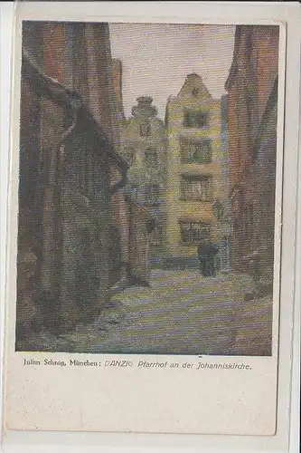 DANZIG, Pfarrhof an der Johanniskirche, Künstler-Karte Julius Schrag