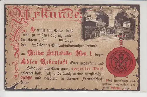 A 1000 WIEN, Melker Stiftskeller, Urkunde