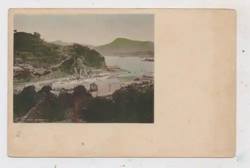 JAPAN / NIPPON - NAGASAKI, Port / Hafen, Naval Ship / Kriegsschiff, ca. 1900, color
