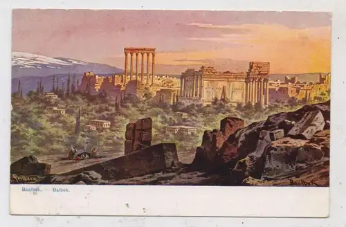 LIBANON - BAALBEK, Historische Ansicht, Künstler-Karte Perlberg