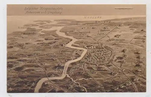 B 2000 ANTWERPEN und Umgebung, 1.Weltkrieg, Panorama-Karte Eugen Felle