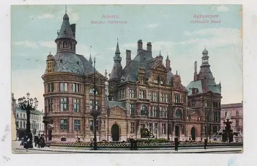 B 2000 ANTWERPEN, Nationale Bank, DEUTSCHE SEEPOST - Ost Afrika Linie, 1913