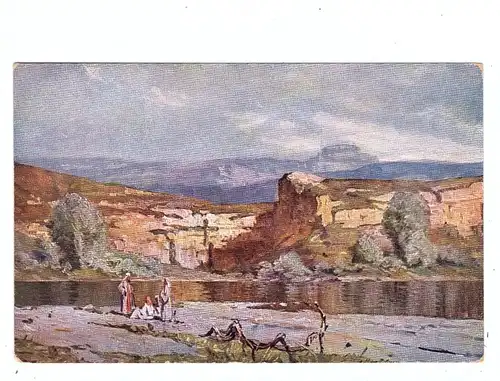 PALÄSTINA - Das heilige Bad am Jordan, Künstler-Karte