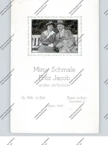 B 4780 SANKT VITH, Verlobungskarte 1918, Mimy Schmale - Fritz Jacob