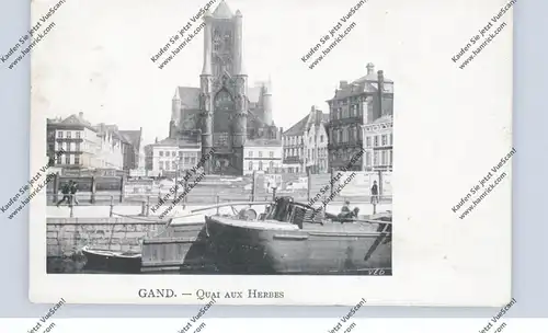 B 9000 GENT, Quai aux Herbes, Binnenschiff, ca. 1905