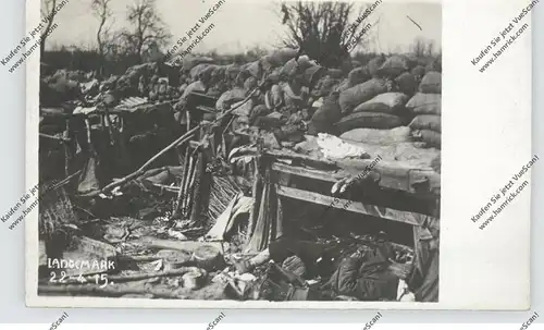 B 8920 LANGEMARK - POELKAPELLE, 1.Weltkrieg, gestürmter engl. Schützengraben, 22.4.1915, Photo-AK