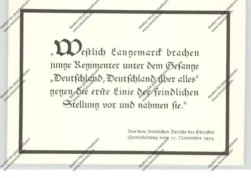 B 8920 LANGEMARK - POELKAPELLE, Langemarck-Spende, "Westlich Langemarck brachen..." Bericht der Heeresleitung 1914
