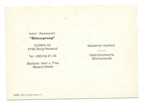 B 4790 BURG - REULAND, Hotel Restaurant "Rittersprung"