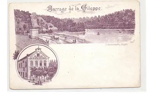 B 4700 EUPEN - LA GILEPPE, Litho, Cafe Restaurant " Au Lion de la Gileppe", ca. 1905