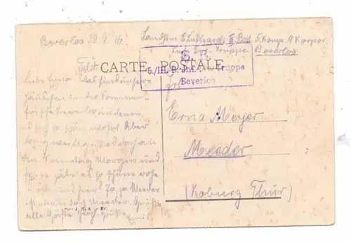 B 3580 BERINGEN - BEVERLOO, Blockhäuser, 1916, deutsche Feldpost