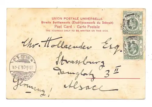SINGAPORE / SINGAPUR, Maiden, 1906, Hongkong stamps & Postmark