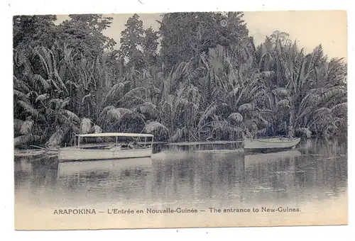 PAPUA NEW GUINEA - ARAPOKINA, Flusslauf, Motorboot, Urwald