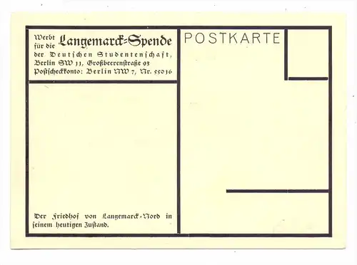 B 8920 LANGEMARK - POELKAPELLE, Friedhof, Langemarck-Spende Deutsche Studentenschaft