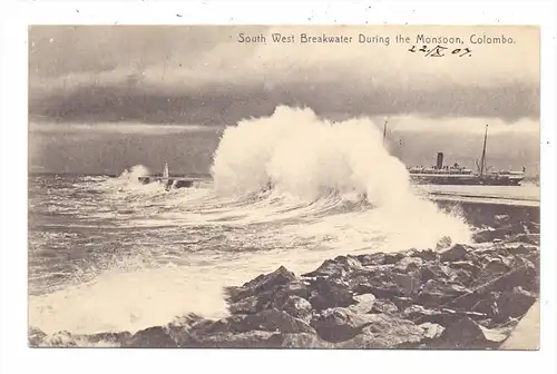 SRI LANKA / CEYLON - COLOMBO, Breakwater during Monsoon, 1907
