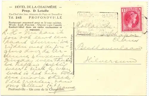 B 5170 PROFONDEVILLE, Hotel de la Chaumiere