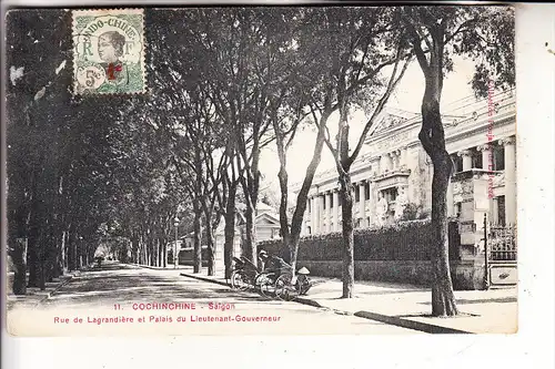 VIETNAM - SAIGON, Rue de Lagrandiere & Palais du Lieutenant Gouverneur, Rikshaws