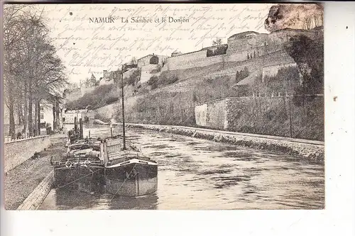 B 5000 NAMUR, La Sambre et le Donjon, Binnenschiffe, 1915, deutsche Feldpost