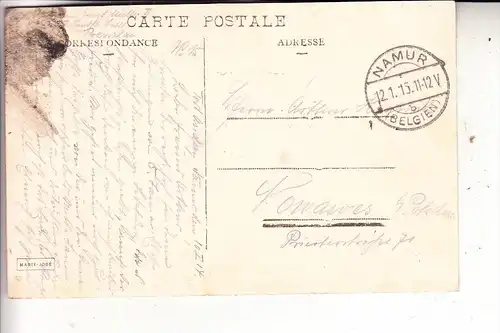 B 5000 NAMUR, La Sambre et le Donjon, Binnenschiffe, 1915, deutsche Feldpost