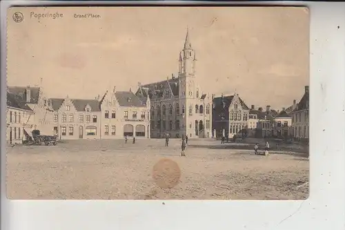 B 8970 POPERINGE, Groote Plaats, 1916, Deutsche Feldpost, Fleck