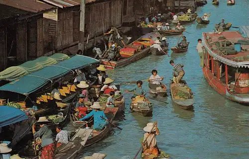 THAILAND - SIAM, Bangkok, Floating market Wat-Sai