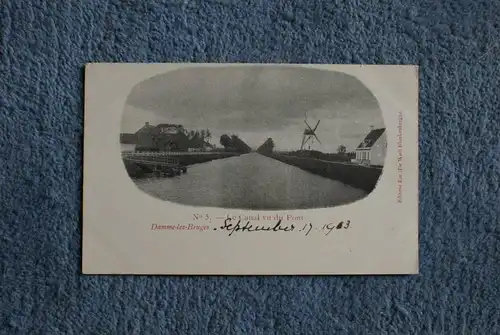 B 8340 DAMME, Le Canal vu du Pont, Molen / Mühle / mill / Moulin, 1903