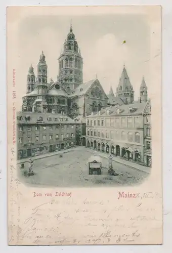 6500 MAINZ, Dom vom Leichhof, Präge - Karte / embossed / relief, 1900, Bahnpost Frankfurt - Strassburg