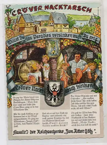 5580 TRABEN - TRARBACH - KRÖV, Cröver Nacktarsch, Autogramm