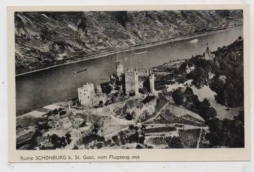 5401 SANKT GOAR, Ruine Schönburg, Luftaufnahme, 30er/40er Jahre, Freigabe R.L.M-.