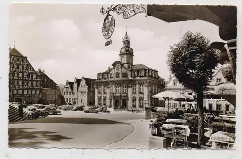 7170 SCHWÄBISCH HALL, Marktplatz mit Rathaus, Oldtimer