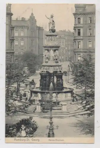 2000 HAMBURG - ST. GEORG, Hansa-Brunnen, Blumenverkäuferin, belebte Szene, 1909, Knackstedt & Näther