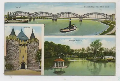 4040 NEUSS, Rheinbrücke Neuß - Düsseldorf, Obertor, Stadtgartenteich, 20er Jahre