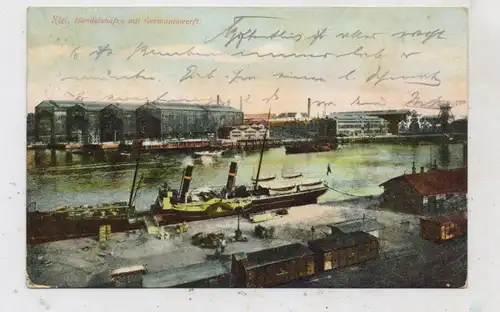 2300 KIEL, Handelshafen, Germaniawerft, Frachtschiff, 1911, Glückstadt & Müden